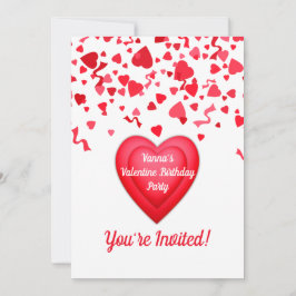 Valentine Birthday Red Confetti Personalisiertes H Einladung
