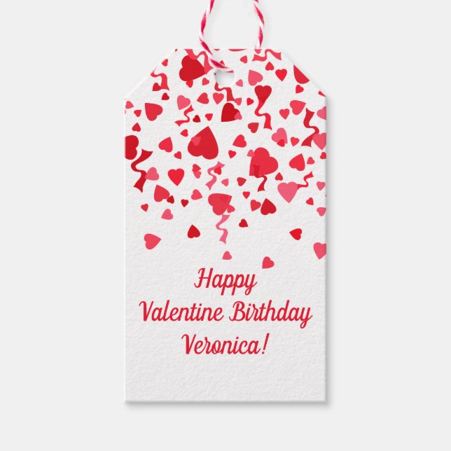 Valentine Birthday Red Confetti Personalisiertes H Geschenkanhänger (Vorderseite)