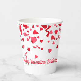 Valentine Birthday Red Confetti Personalisiertes H Pappbecher