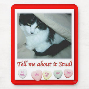 Valentine Black and White Cat Mousepad