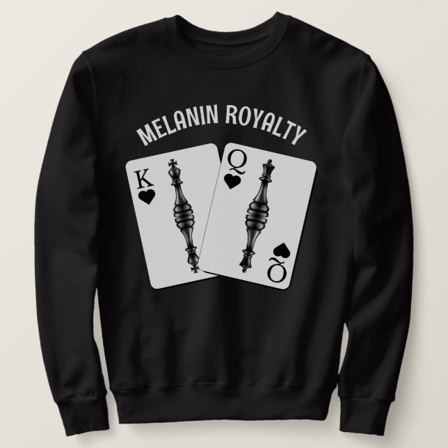 Valentine BLACK KING QUEEN PLAYCARDS Paare Sweatshirt (Design vorne)