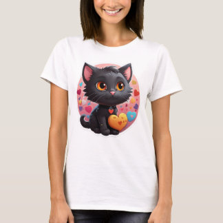 Valentine Black Kitten T-Shirt