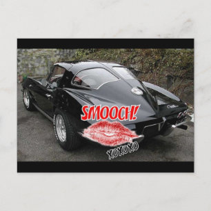 Valentine Black Split Window Corvette Classic Feiertagspostkarte
