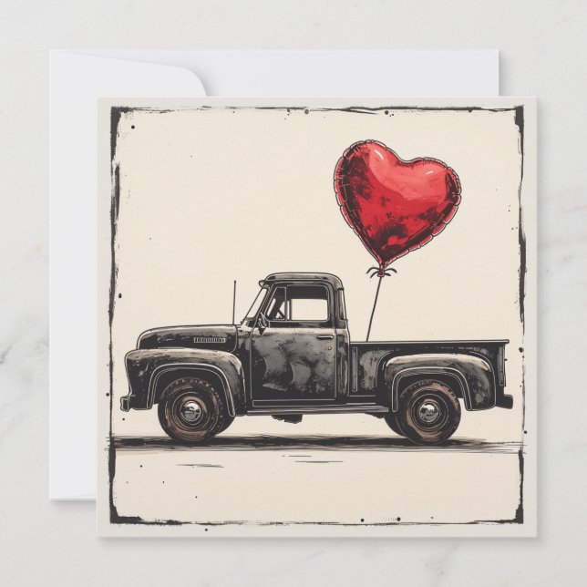 Valentine Black Truck : Rote Romantik Feiertagskarte (Vorderseite)