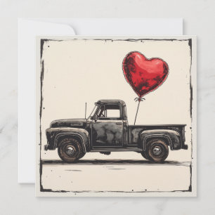 Valentine Black Truck : Rote Romantik Feiertagskarte