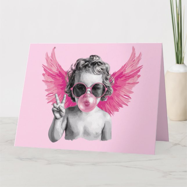 Valentine Blubble Cupid Valentinstag Karte (Vorderseite)