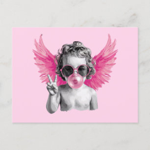 Valentine Blubble Cupid Valentinstag Postkarte