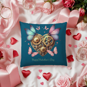 Valentine Blue Lila Butterfly Steampunk Herz Kissen