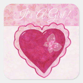 Valentine Blüten schmücken IHRE MÄDCHEN Quadratischer Aufkleber