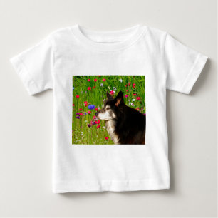 Valentine Border Collie mit wunderschönen Blume Baby T-shirt