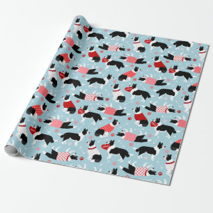 Valentine Border Collie Muster Wrapping Paper Geschenkpapier