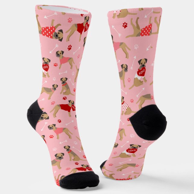Valentine Border Terrier Socks Socken (Gewinkelt)