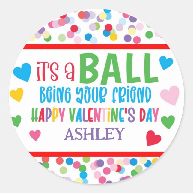 Valentine Bouncy Ball Sticker (Vorderseite)