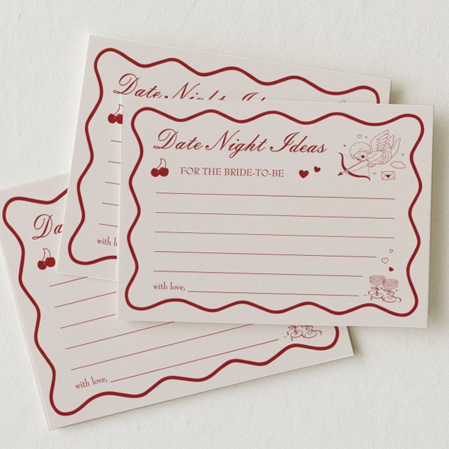 Valentine Bridal Shower Date Night Ideas Card Einladung (Von Creator hochgeladen)