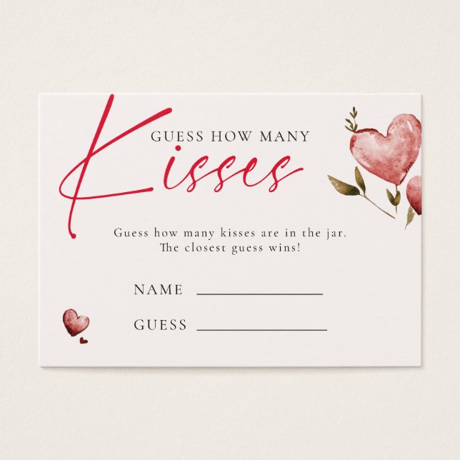 Valentine Bridal Shower How Many Kisses Game (Vorderseite)