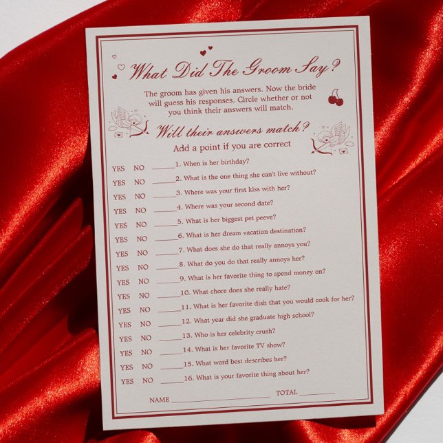 Valentine Bridal Shower What Did He Say Game Card Einladung (Von Creator hochgeladen)