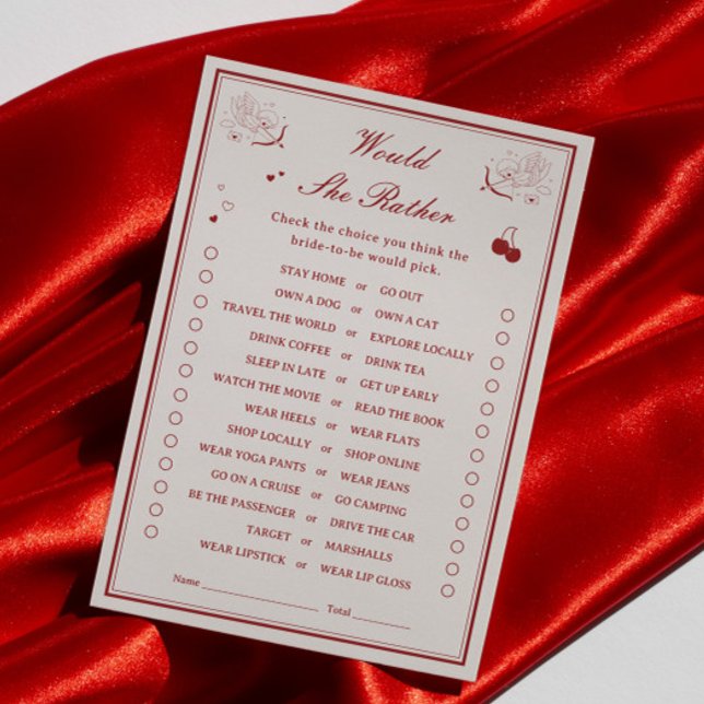 Valentine Bridal Shower Would She Rather Game Card Einladung (Von Creator hochgeladen)