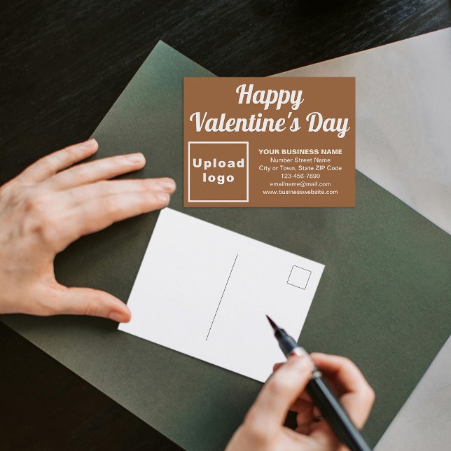 Valentine Brown Holiday Postcard Feiertagspostkarte (Business Valentine brown holiday postcard to advertise your business this Valentine's Day.)
