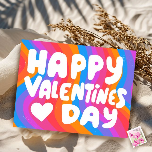 Valentine Bubble Letters Rainbow Stripes Prix Postkarte (Valentine Bubble Letters Rainbow Stripes Pride Postcard
Happy Valentines Day)