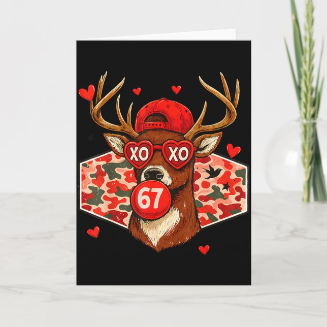 Valentine Buck 67 Meme Camo Hirschjagd Jungen Jagd Karte (Vorderseite)