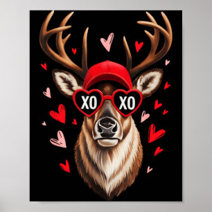 Valentine Buck Camo Deer Retro Jagd Jungenmütze Poster