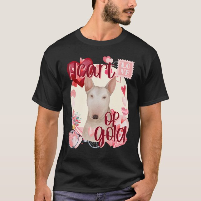Valentine Bull Terrier Dog Watercolor Süd Col T-Shirt (Vorderseite)