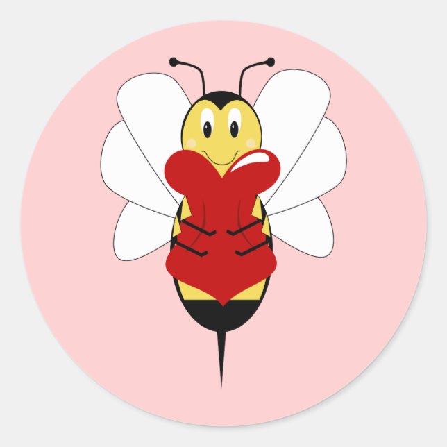 Valentine Bumble Bee Sticker (Vorderseite)