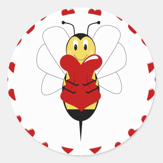 Valentine Bumble Bee Sticker (Vorderseite)