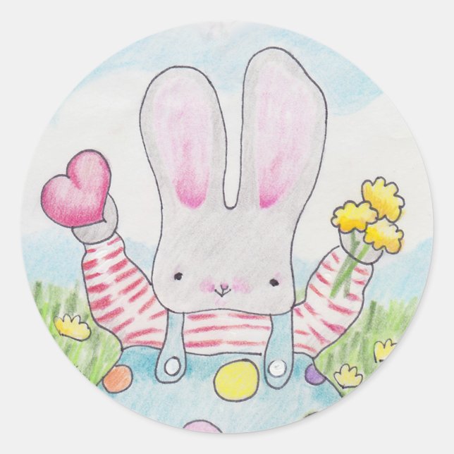 Valentine Bunny Aufkleber (Vorderseite)