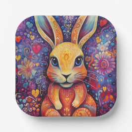 Valentine Bunny Blume lila Pappteller