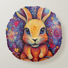 Valentine Bunny Blume lila Rundes Kissen