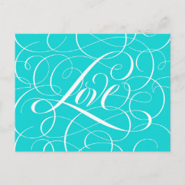 Valentine Calligrafy Liebe Herz Aquamarin Aqua Postkarte