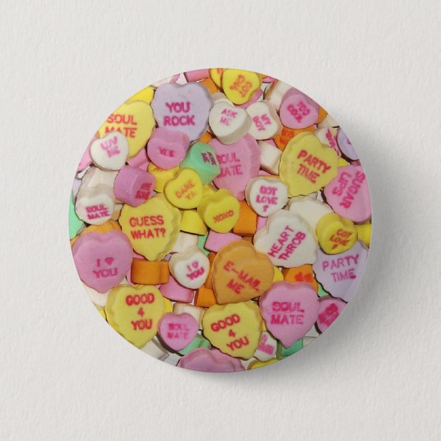 Valentine Candy Hearts Button (Vorderseite)