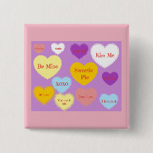 Valentine Candy Hearts Button