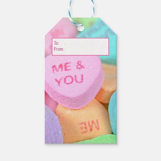 Valentine Candy Hearts Geschenkanhänger (Vorderseite)