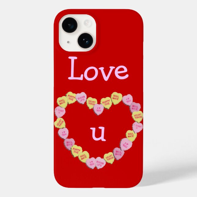Valentine Candy Hearts Heart Case-Mate iPhone Hülle (Rückseite)