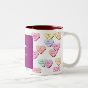 Valentine Candy Hearts Pattern Foto Tasse