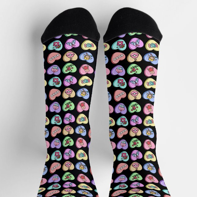 Valentine Candy Hearts Socken (Oben)