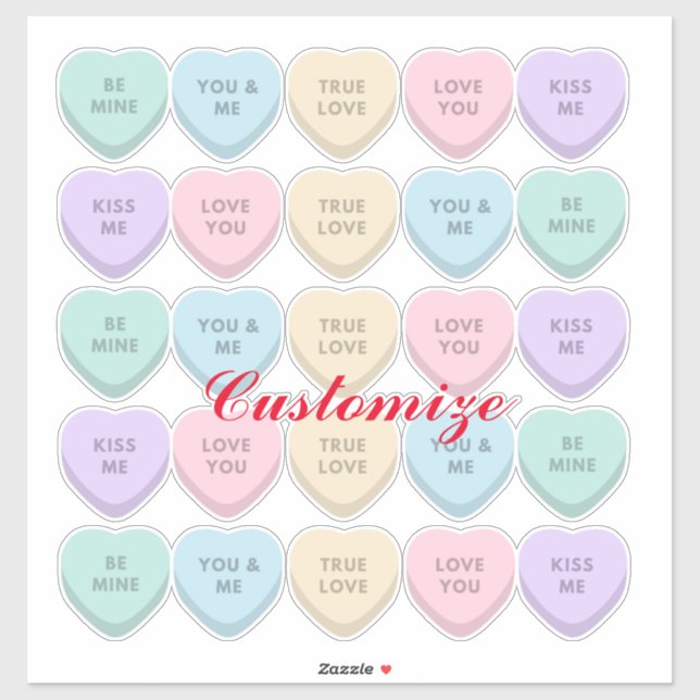 Valentine Candy Hearts Thunder_Cove Aufkleber (Blatt)