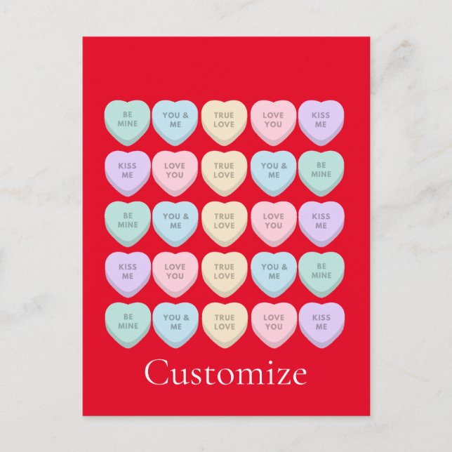 Valentine Candy Hearts Thunder_Cove Postkarte (Vorderseite)