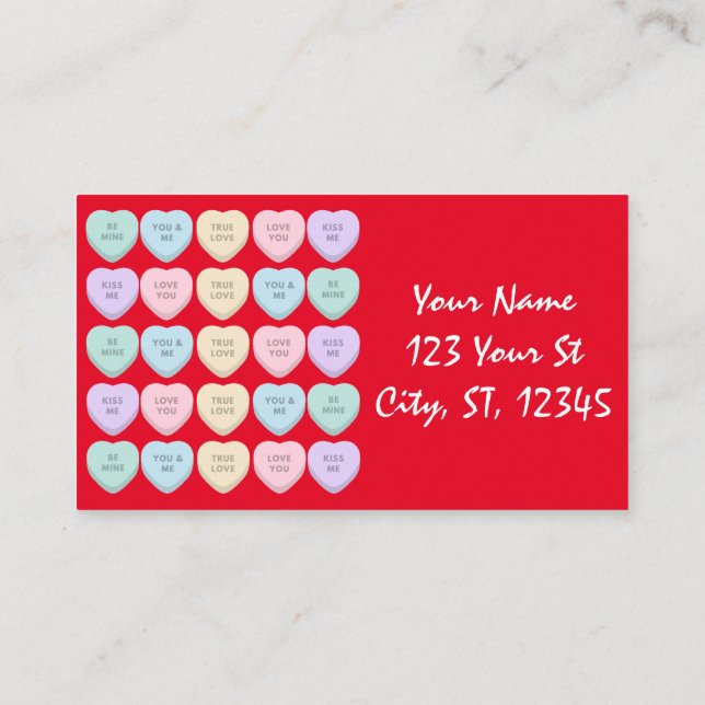Valentine Candy Hearts Thunder_Cove Visitenkarte (Rückseite)