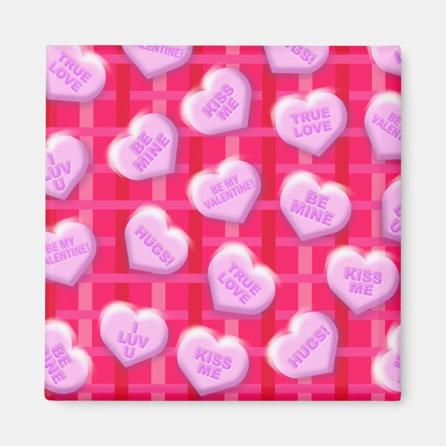 Valentine Candy Kariert Magnet (Vorne)