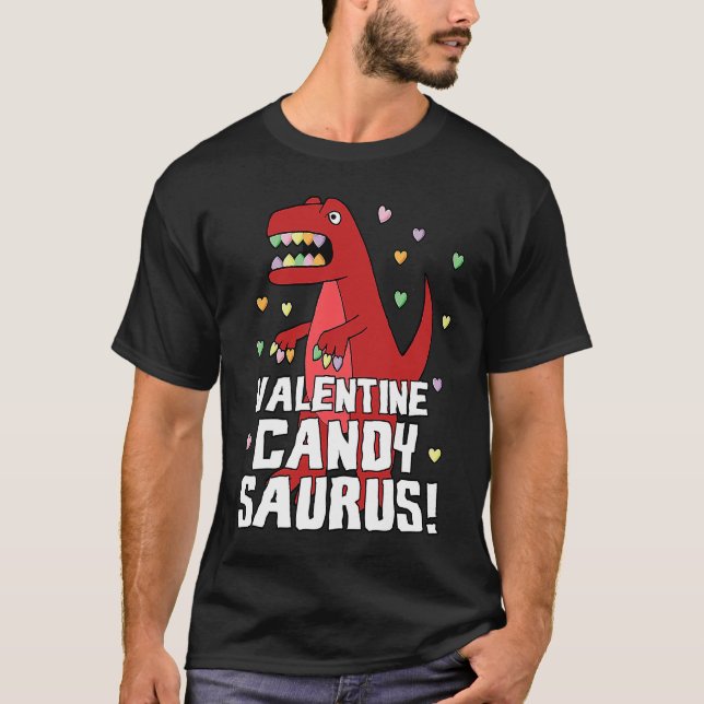Valentine Candysaurus Red Dinosaur Rex Cute Heart  T-Shirt (Vorderseite)