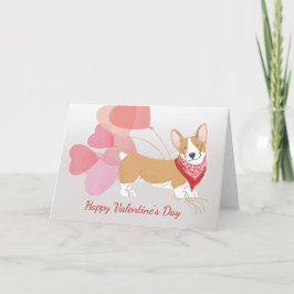 Valentine Card vom Corgi Hund mit roten Balloons Feiertagskarte