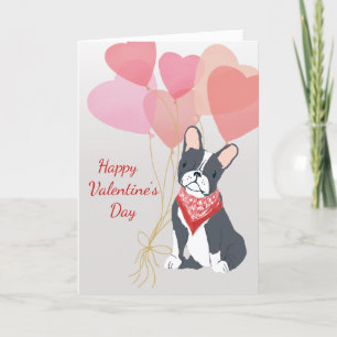 Valentine Card vom Hund Boston Terrier Balloons Feiertagskarte