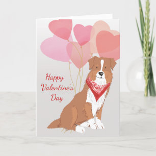 Valentine Card von Brown Australian Shepherd Dog Feiertagskarte