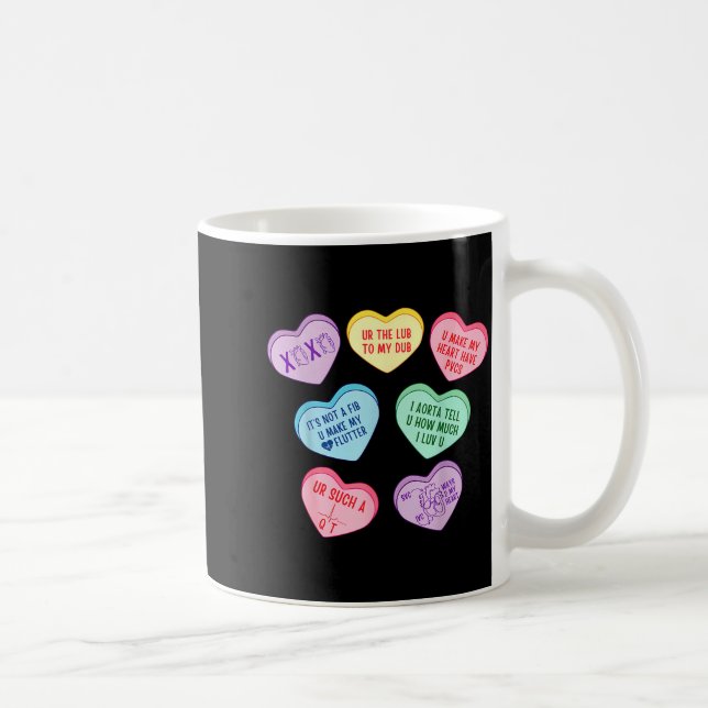 Valentine Cardiologist Hearts Candy Ekg Tech Telem Kaffeetasse (Rechts)