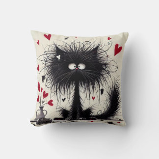 Valentine Cat Art Throw Pillow Kissen