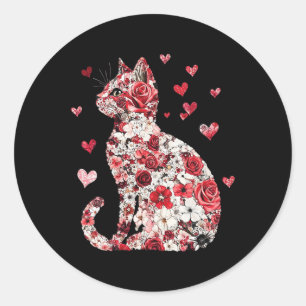 Valentine Cat Heart - Frohes Meowentinsfest  Runder Aufkleber