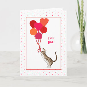 Valentine Cat mit Balloon Bouquet Holiday Card Karte